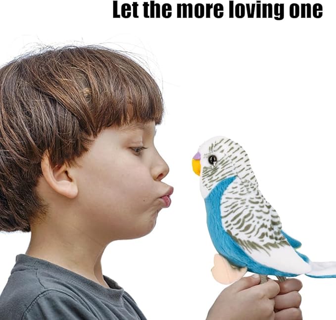 1 Pcs Stuffed Parakeet Toy, 5.5 inches, Budgerigar Plush Toy, Parakeet Soft Toy, Stuffed Bird for Kids, Blue