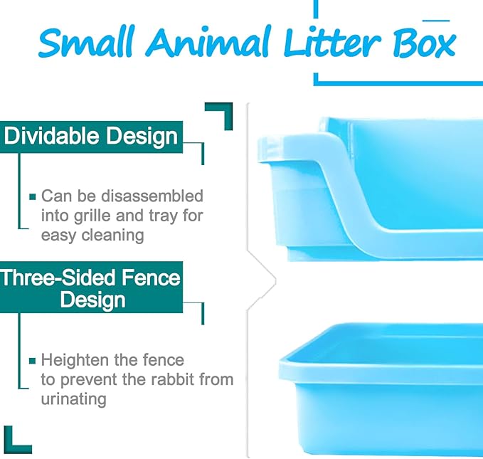 Hamiledyi Extra Large Rabbit Litter Box Pet Corner Toilet Small Animal Potty Trainer Huge Bunny Litter Pan with Plastic Grate Deep Dump Tray for Adult Guinea Pigs Chinchillas Ferrets Galesaurs