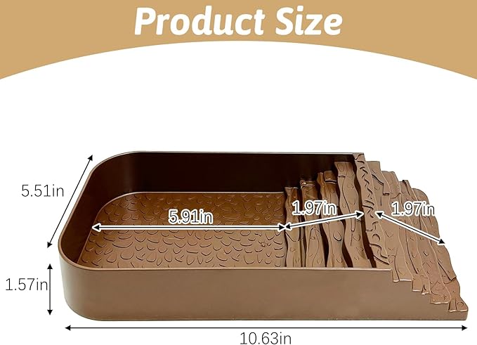 PINVNBY Reptile Bathing Pool Plastic Tortoise Food Dish with Ramp Leaf Reptile Food Dish & Water Bowl Tortoise Habitat Accessories for Frog Lizard Box Turtle (Brown)