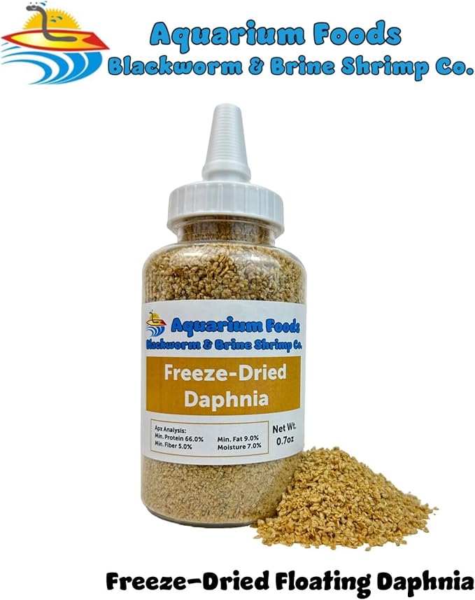 Aquatic Foods Inc. Freeze Dried Daphnia for All Freshwater Fish, Marine Aquarium Fish, Corals, Anemones, Pondfish, Invertebrates, All Tiny Nanofish, Fry and Babies…0.7oz Lg Squeeze Bottle