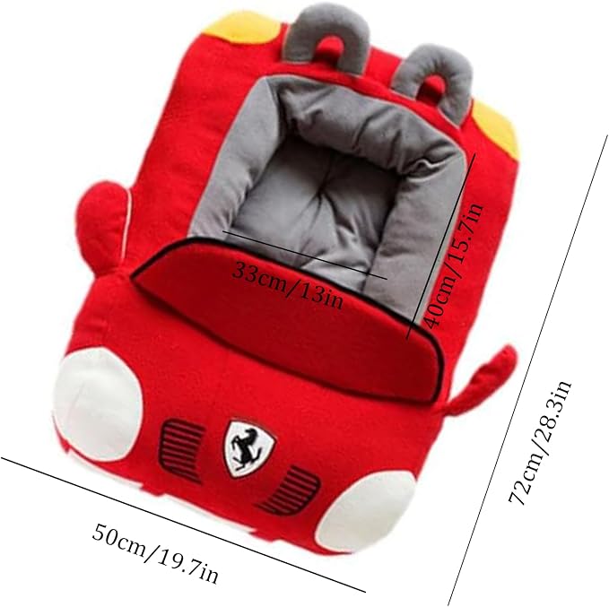 Fun Car Shaped Pet Bed Dog Beds Removable Pillow Washable Pet Bed Cat Beds Fulffy Anti-Slip Pet Sleeping Mat Accessories Indoor and Outdoor Large,Medium,Small Dogs Breeds (Red 2)