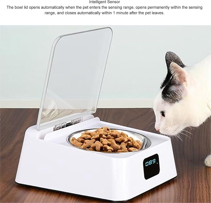 Removable Automatic Cat Feeder, Infrared Automatic Sensor Switch Cover with Transparent Lid, Proof Smart Automatic Pet Feeder for Cat, Camping, Wet Food