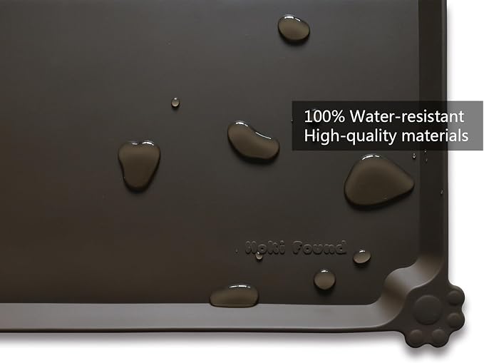Hoki Found L Silicone Pet Food Mats Tray - Non Slip Dog Cat Bowl Mats Placemat - Pet Feeding Mat - Waterproof Dog Cat Food Mats -Pet Water Mats for Carpet - Coffee