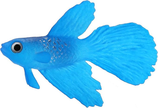 Fake Fish, Silicone Betta Fish Toys, Artificial Fish for Fish Bowl, Aquariums, Swimming Pools and Other Decoration (No. 3 Blue Betta)