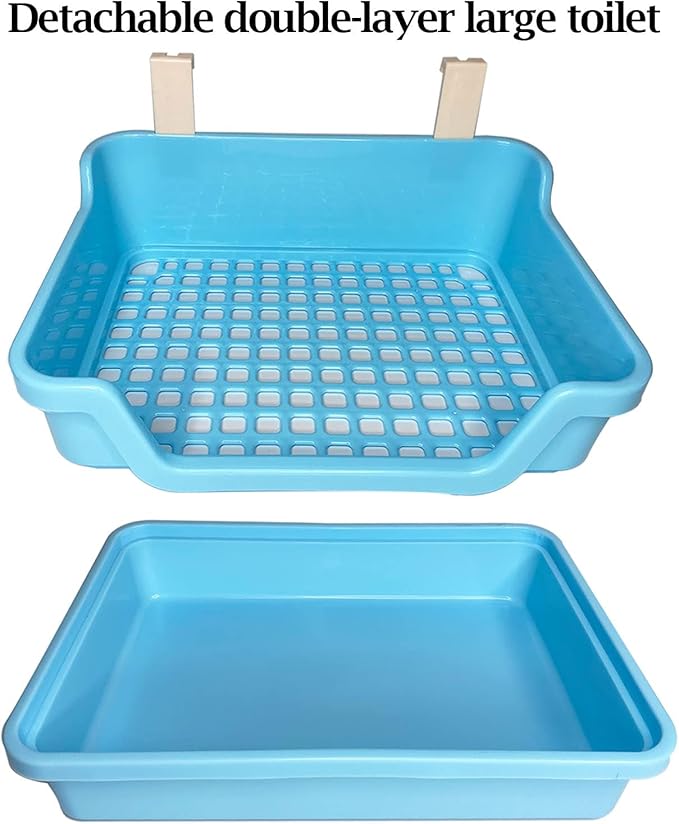 kathson Extra Large Rabbit Litter Box Trainer Rabbit Toilet Small Animal Potty Bunny Litter Pan Box for Adult Guinea Pig Rats Chinchilla Ferret Galesaur (Blue)