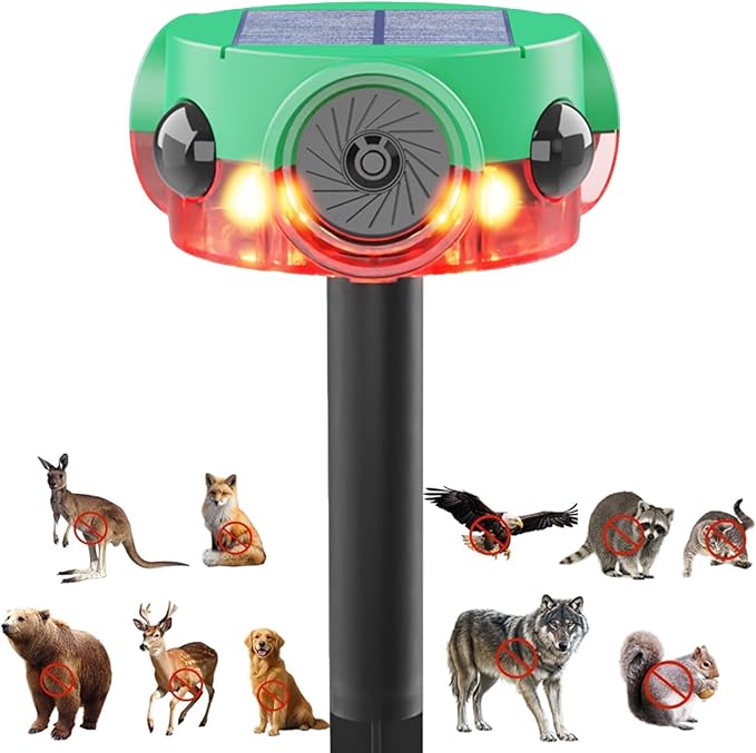 ChunHee Outdoor Motion Sensor Alarm, Barking Dog Alarm with 360° Detection, Supports Voice Recording, Adjustable Volume, 120dB Motion Activated Alarm for Home, Garden, Yard, Farm – 1 Pack