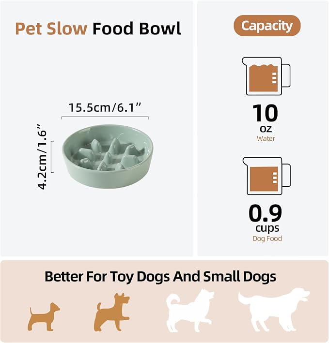 Havniva Dog Bowls Slow Feeder, Ceramic Slow Feeder Dog Bowls for Fast Eater | 0.9 Cups Dog Food Bowl Puzzle Feeder, Slow Feeding Bowls for Small Breed, Non-Slip Base, Anti-Choking