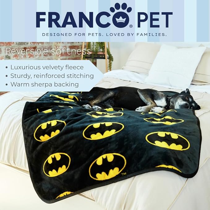 Batman DC Comics Waterproof Dog Bed Cover, Large 40x50 Pet Blanket for Furniture Bed Couch Sofa, (Officially Licensed) by Franco