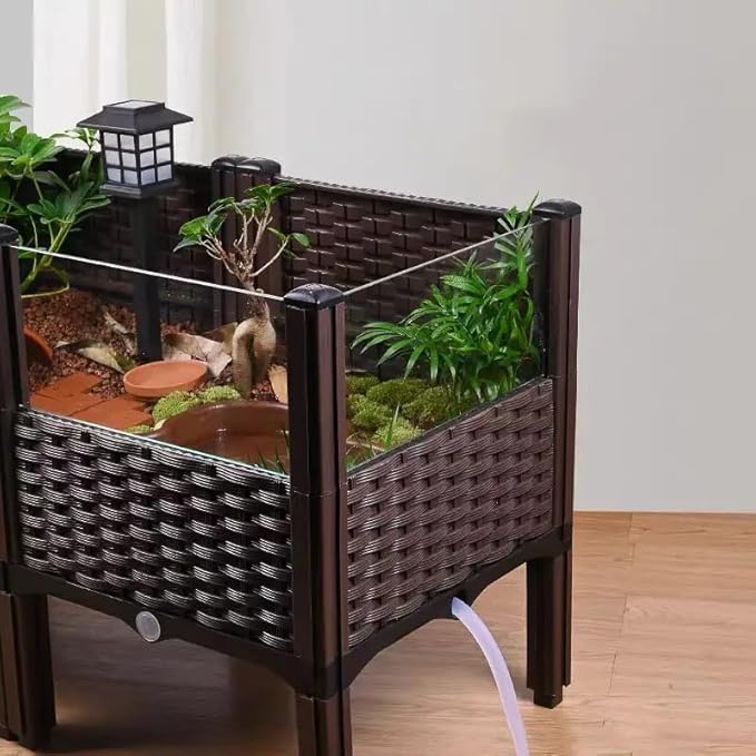 Elevated Turtle Habitat Box, Black Woven Design, 2-Tier Elevated Combination, with The Option to Increase The Number of Combinations, Turtle Habitat, Breeding Box