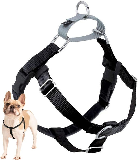 2 Hounds Design Freedom No Pull Dog Harness, Adjustable Harness, Easy Walking & Comfortable Control, Fits Small, Medium & Large Dogs, Solid Colors, Made in USA, 1" LG, Black