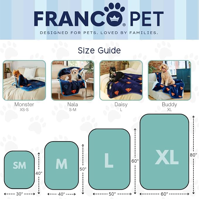 Superman DC Comics Waterproof Dog Bed Cover, XL 60x80 Pet Blanket for Furniture Bed Couch Sofa, (Officially Licensed) by Franco