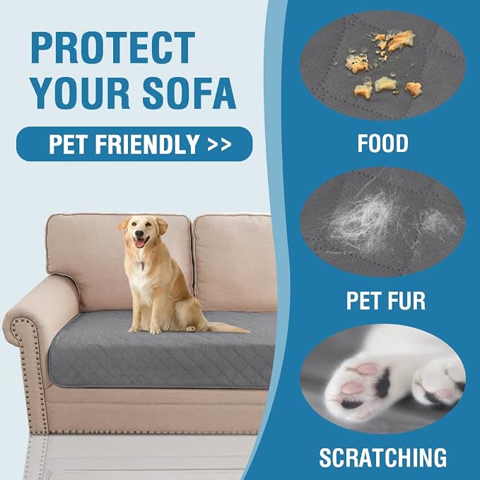 H.VERSAILTEX Couch Cover for Dogs Washable 100% Waterproof Sofa Cushion Cover Dog Bed Cover Non-Slip Pet Blanket for Sofa Cushion Protector, 35" x 82", Grey