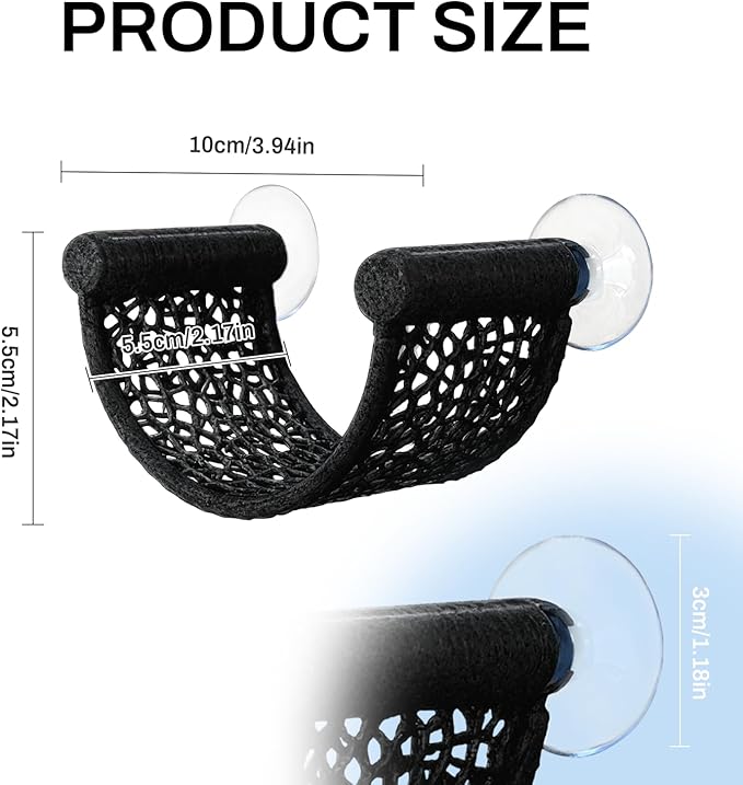 Betta Fish Hammock, White Floating Resting Leaf with Suction Cup - Aquarium Perch Ledge for Bettas, Shrimp, and Nano Fish - Minimalist Tank Decor & Accessory (Black)