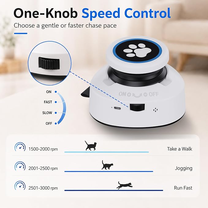 Automatic Cat Toy for Indoor Cats, Interactive Cat Chase Toy with Moving Feather Lure, DIY Floor Route Kit, Rechargeable Self-Play Cat Exercise Toy
