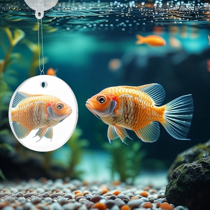 2pcs Bettas Fish Enrichment Toys Ring, with Mirror/Floating Ball, Exercise Floating Mirrors and Training Ring for Fish Tank, Aquarium Feeding Rings Accessories