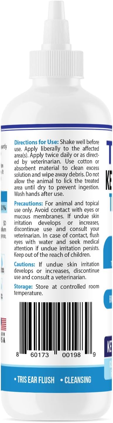 Truseb trizmax EDTA (Tromethamine USP, Disodium Edta) Ketoconazole Flush Dog Ear Flush Ketoconazole Dog Ear Wash, Cats and Horses, Ketoconazole Tris Ear Flush for Dogs (Ketoconazole Ear Flush, 12 oz)