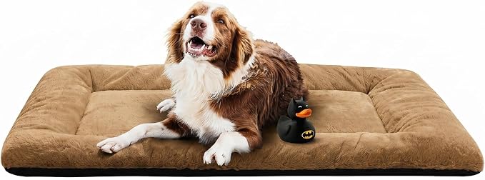 Dog Crate Pad Washable Dog Bed for Crate Large Cozy Mat 48-Inch Camel | Ultra Soft Kennel Pad,Anti-Slip Bottom,Fits for Most Metal Crates,Comfortable Sleeping Pet Mat