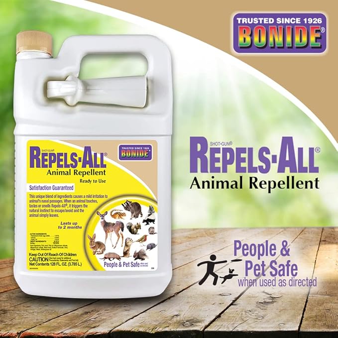 Bonide Repels-All Animal Repellent, 128 oz Ready-to-Use Spray, Deters Pests from Lawn & Garden Outdoors, People & Pet Safe