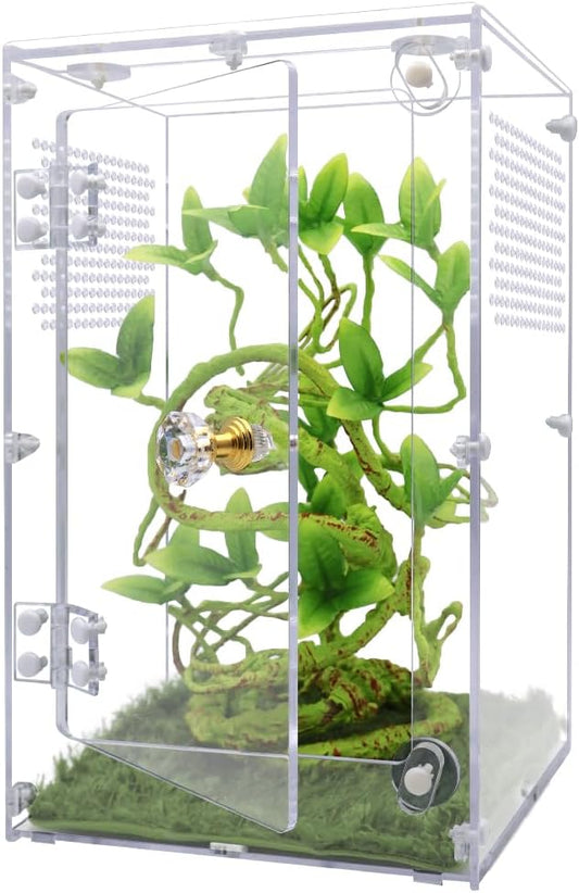Jumping Spider Enclosure, Tarantula Enclosure with Front Opening Door, Reptile Enclosure Suitable for mantises, Spiders, Lizards, Frogs and Insects. (6x6x10 Inch, Assemble)