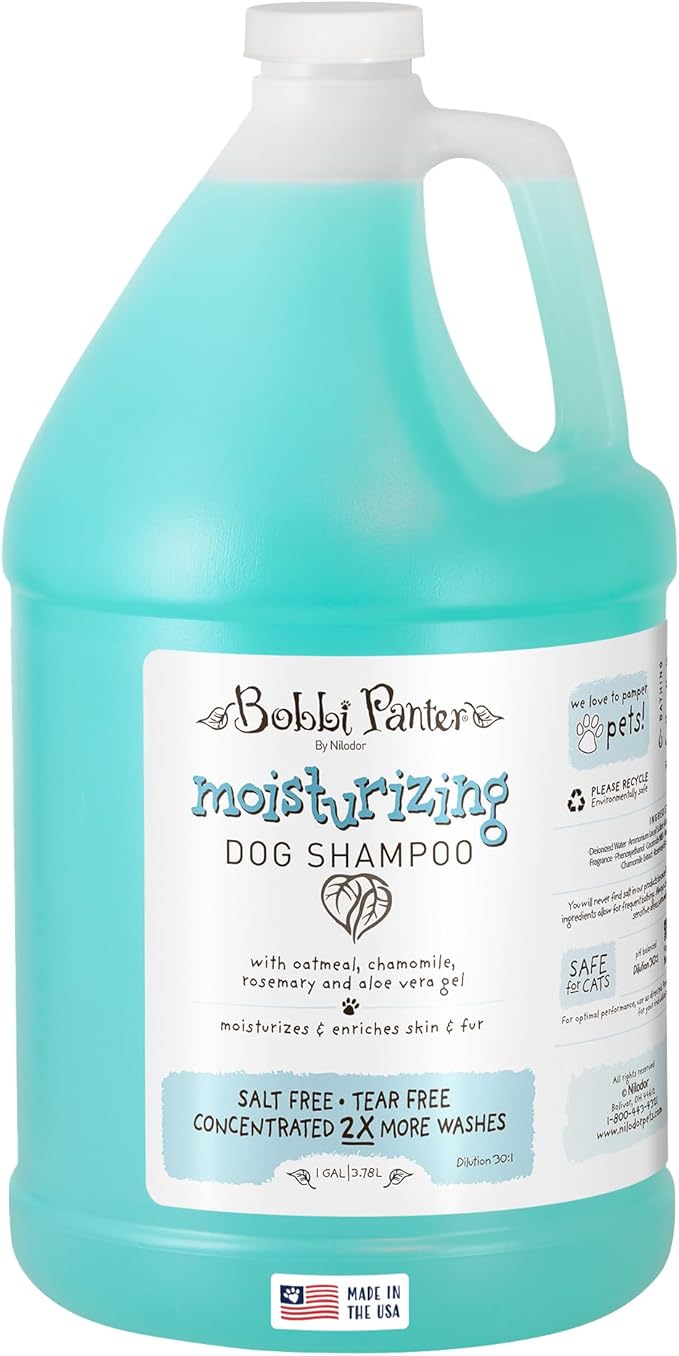 Bobbi Panter Oatmeal Dog Shampoo Aloe Vera, Chamomile & Rosemary – Moisturizing Natural Formula for Dry Skin, Tear-Free, 30:1 Concentrate, Made in USA, 1 Gallon