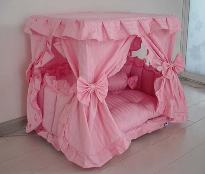 Princess Pink Pet Dog Handmade Bed House+1 Candy Pillow (L)