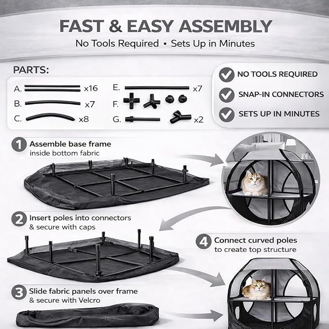 Pet Life ® 'Kitty-Play' Obstacle Easy-Assembly and Collapsible 2-Level Portable Interactive Engaging Travel Cat Tree or Kitty Maze Lounger