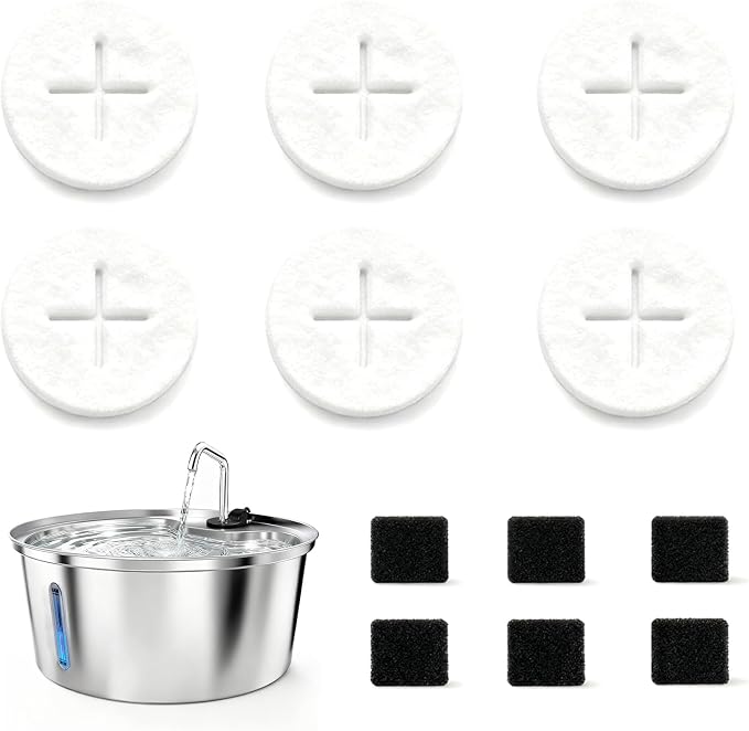 Dog Water Fountain Replacement Filters for WF02 (6Filters)