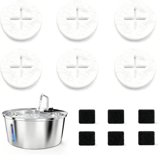 Dog Water Fountain Replacement Filters for WF02 (6Filters)
