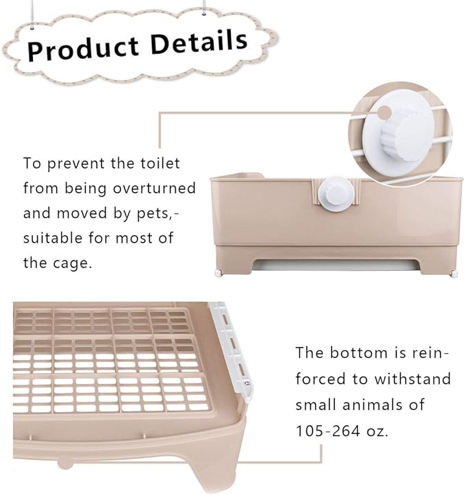 PINVNBY Large Rabbit Litter Box Bigger Pet Litter Pan Trainer with Drawer Corner Toilet Box for Adult Guinea Pigs Chinchilla Ferret Hedgehog Small Animals(Brown)