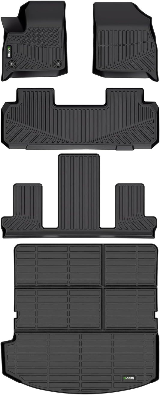 HAFIDI® Floor Mats Set for 2018-2024 Buick Enclave Floor Liners | All Weather Car Mats Cargo Liner Protection TPE Anti-Slip Automotive Full Set Custom Accessories - Black
