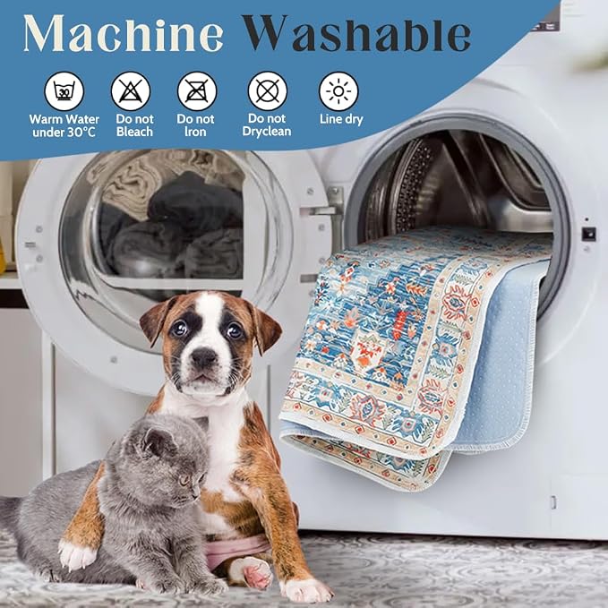 Washable Pee Pads for Dogs, 2 Pack Reusable Puppy Training Pads 36"x36" Super Absorbent Waterproof Dog Training Pads, Non-Slip Potty Pads, Whelping Pads Litter Mat Blue/Mix