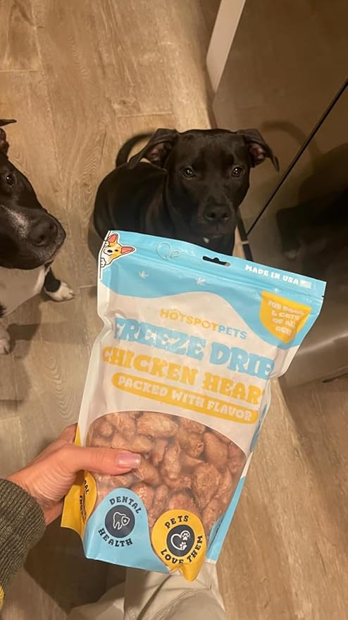 Hotspot Pets Freeze Dried Chicken Hearts for Cats & Dogs- 1LB Bag (300+pcs) USA Made, Healthy Single Ingredient All Natural Grain Free- Resealable -Perfect for Training, Topper or Snack, Allergen-Free