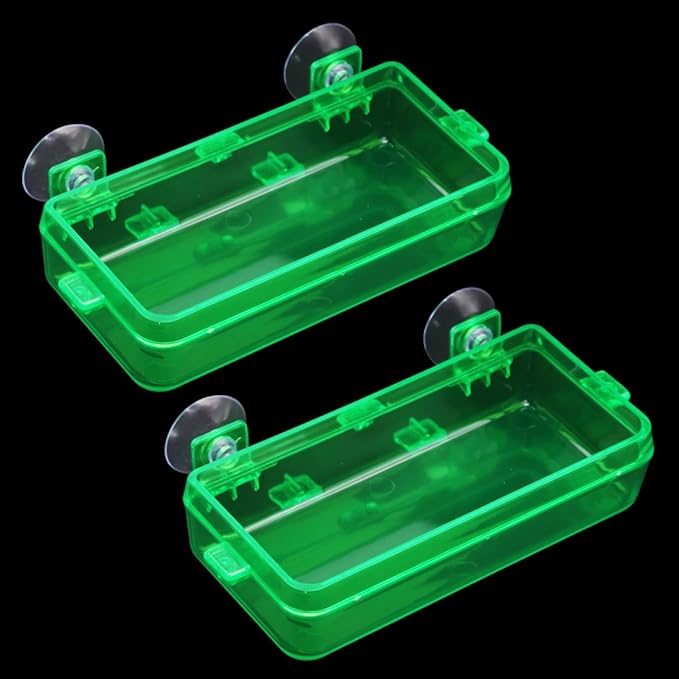 Reptile Feeder Chameleon Bowl 2 Pcs Anti-Escape Food Dish Bowl with Suction Cup for Chameleon Iguana Lizard Reptile Food and Water Feeding (Green, M)