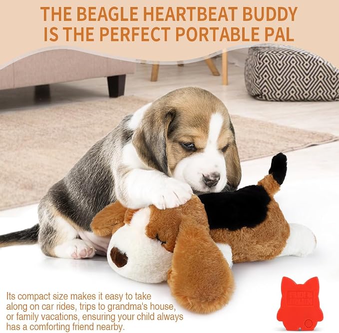 Puppy Toy with Heartbeat, Dog Heartbeat Toy for Separation Anxiety Relief | Dog Anxiety Relief Calming Aid, Calming Comfort Dogs Pillow,Dog Stuffed Animal,Plush Toy for Dogs Cats Pets,Beagle