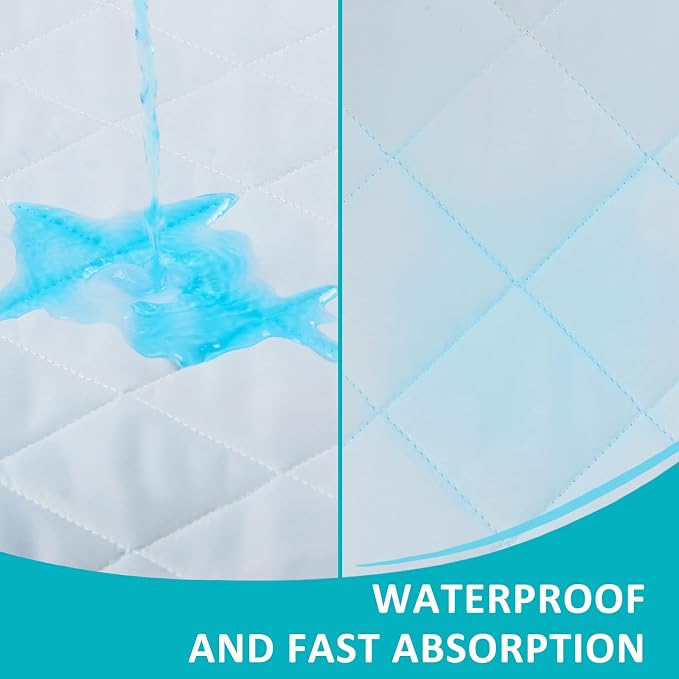 44"x52" Washable Waterproof Bed Pads, 2 Pack, Incontinence Bed Pads | KANECH Mattress Protector, Washable Pee Pads for Adults, Kids, Elderly and Dogs, Hold 10 Cups, Non-Slip & Silent