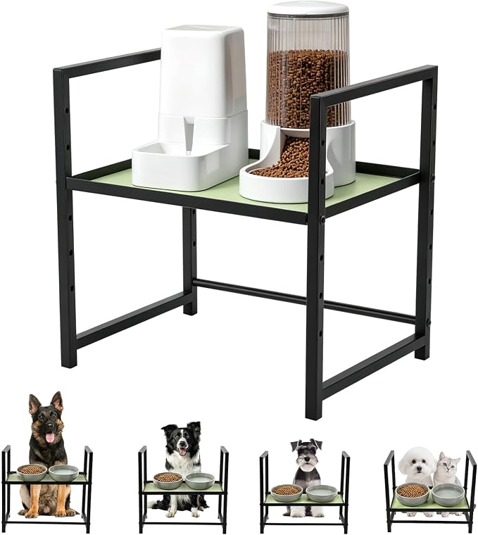 Elevated Dog Bowl Stand Raised Feeding Station 14.56" H Adjuastable | Dog Food Tray for Large Breed Dogs & Cat,No Bowl Included,6 Adjuastable Height