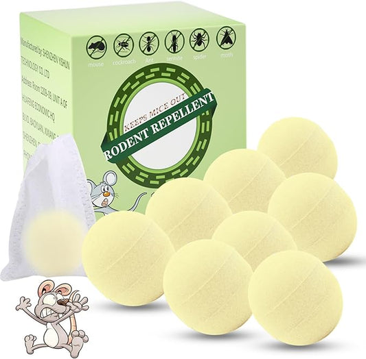 Rodent Repellent, Moth Balls for Rodents, Mice Repellent for House, Peppermint Oil to Repel Mice and Rats, Effective and Long-Lasting Mouse Repellent for Indoor & Outdoor Use -8 Packs