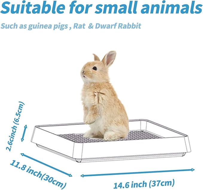 PODOO Rabbit Litter Box – Training Potty Tray for Guinea Pig & Small Pets · Spacious Grid Pan with Low Entrance, Easy-Clean & Odor-Resistant—Helps Keep a Clean Cage and Reduce Mess