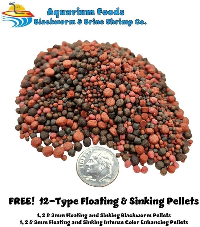 Aquatic Foods Inc. Freeze Dried California Blackworms with Our Beef Heart Mix for Discus, Cichlids, All Tropical Fish. Farmed and Freeze Dried in California USA! NOT Imported from Mexico…25 Grams