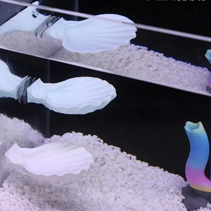 Betta Fish Hammock, Shell Pad with Strong Suction Cup Natural Resting Bed for Bettas Soft Fin-Safe Betta Fish Tank Decor and Accessories (Blue Medium)