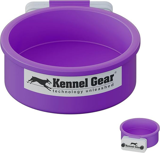 Dog Crate Water Bowl No Spill, 20oz Food-Grade Polypropylene Feeder (Purple)