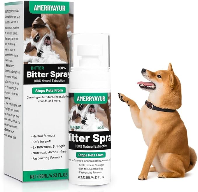 Bitter Apple Spray for Dogs - Effective No Chew Training Spray to Stop Chewing & Licking - Protects Furniture, Belongings & Prevents Wound Irritation