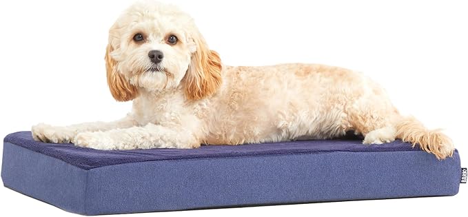BarkBox Orthopedic Dog Bed - Small | with Memory Foam - Comfortable, Durable & Machine Washable Pet Bed - Navy