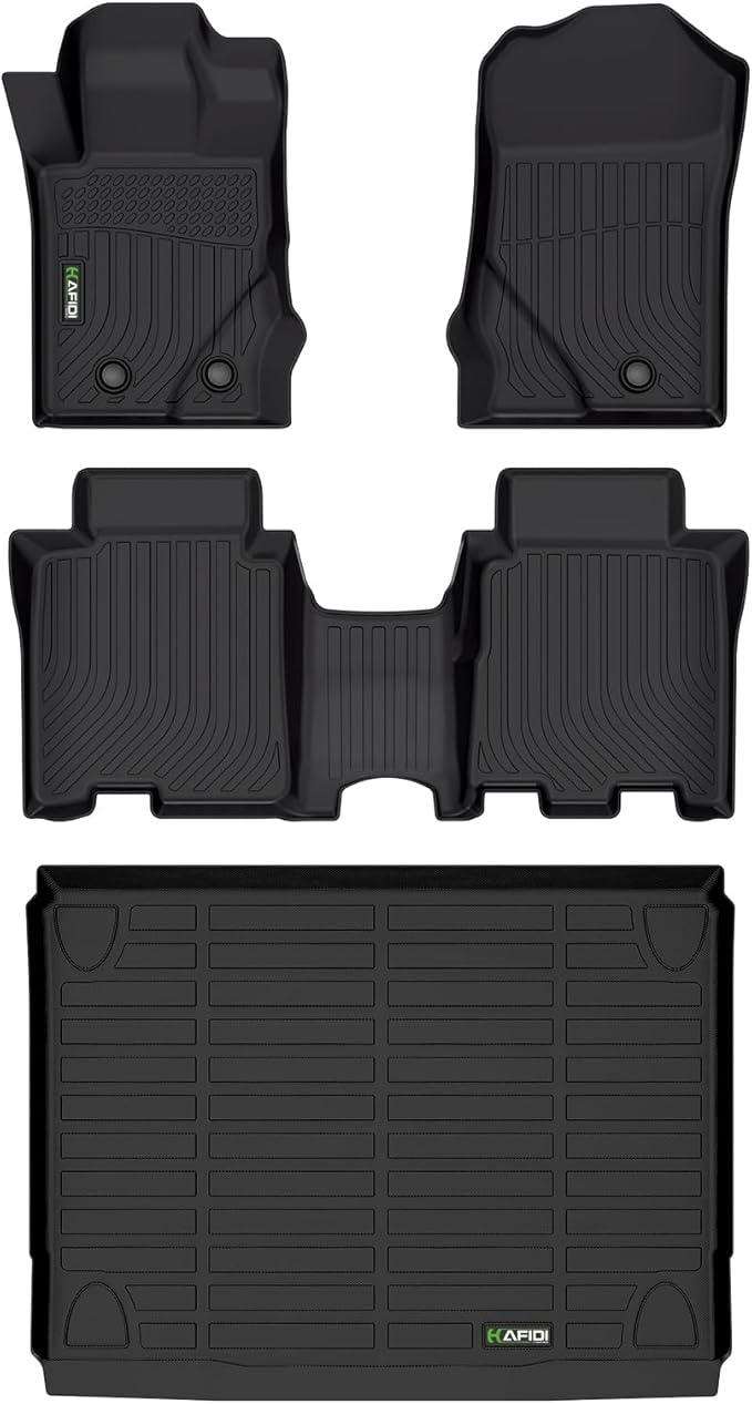 HAFIDI® Floor Mats & Cargo Liner Set Fit for 2021-2026 Ford Bronco 4 Door (Not for 2 Door & Sport) All Weather Protection TPE Anti-Slip Automotive Full Set Floor Liners Custom Accessories - Black
