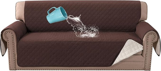H.VERSAILTEX Couch Cover, Sofa Covers for 3 Cushion Couch, Dog Couch Cover Protector, Furniture Covers for Pets, 100% Waterproof Cover with Non-Skid Backing & Elastic Straps(Sofa, Chocolate)