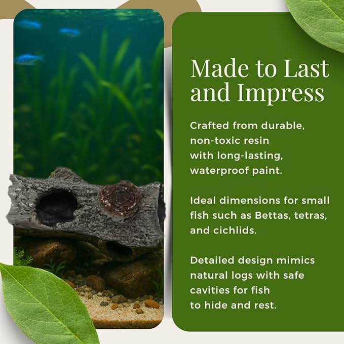 Aquarium Decoration Betta Fish Cave Fragata Ornaments Resin for Freshwater and Saltwater Tanks (Natural Stone)