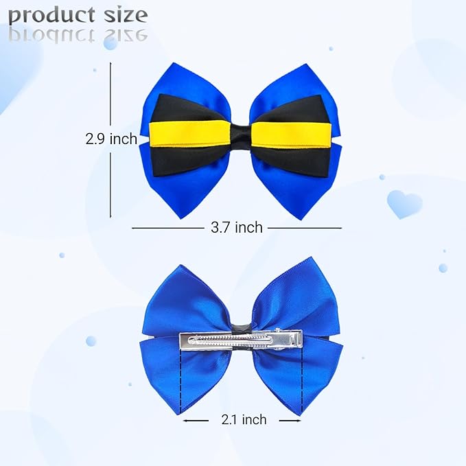 2Pcs Blue Fish Hair Bow Clips Ocean Theme Accessories Halloween Costume Dress up Birthday Party Supplies Blue Yellow 3.5 in