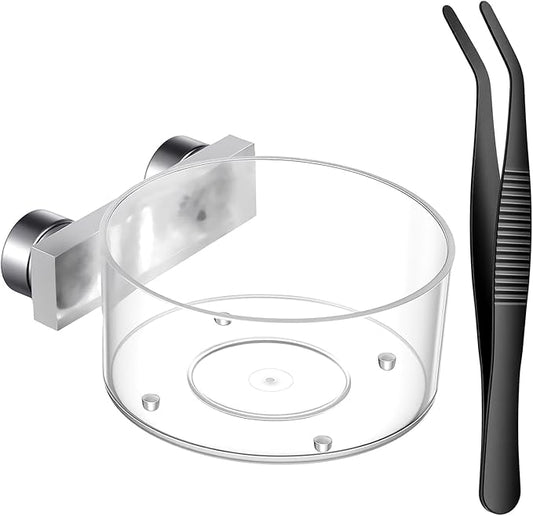 1 Set Spider Feeding Dish Magnetic Tiny Water Bowl Jumping Spider Transparent Food Dishes with Tongs Terrarium Decor Feeding Holder for Small Pets Essential Accessories