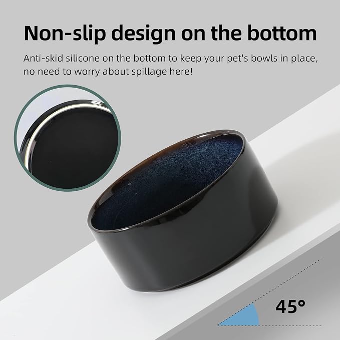 Havniva Cat Bowls Set of Two, 6.1” Ceramic Cat Food and Water Bowls | Cat Food Bowls Whisker Friendly, Non-Slip Base, Food-Grade Ceramic, Wide Opening, Dishwasher Safe, Cat Bowls for Indoor Cats