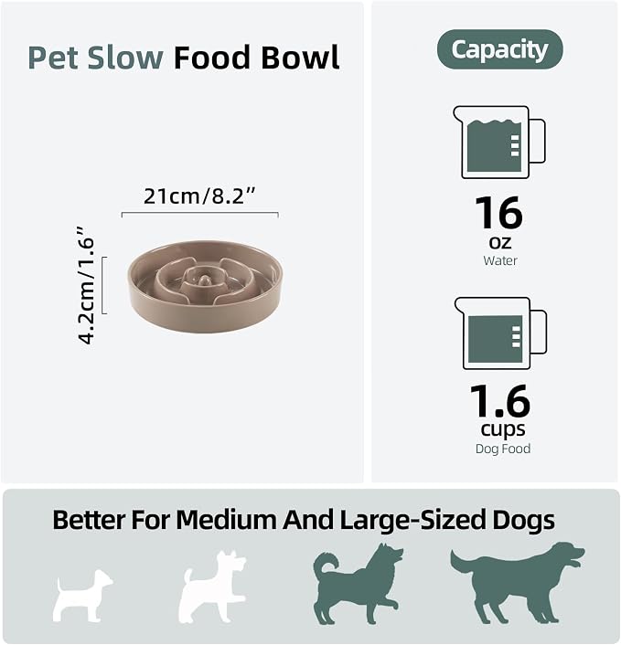 Havniva Dog Bowls Slow Feeder, Ceramic Slow Feeder Dog Bowls for Fast Eater | 1.6 Cups Dog Food Bowl Puzzle Feeder, Slow Feeding Bowls for Medium Breed, Non-Slip Base, Anti-Choking